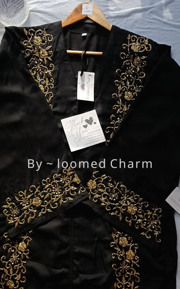 Al-Malak Luxury Embroidered Abaya with golden and silver handwork