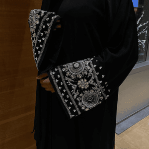 Regal Abaya with Pearl, Katdana & Stone Work on Sleeves