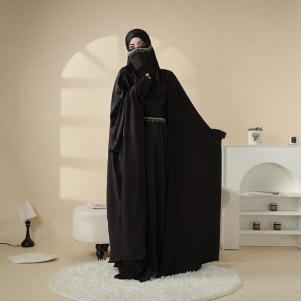 Aaira Butterfly Abaya with Crystal Tessel Lace - Image 4