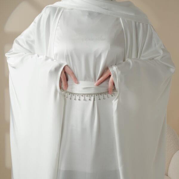 Aaira Butterfly Abaya with Crystal Tessel Lace - Image 2