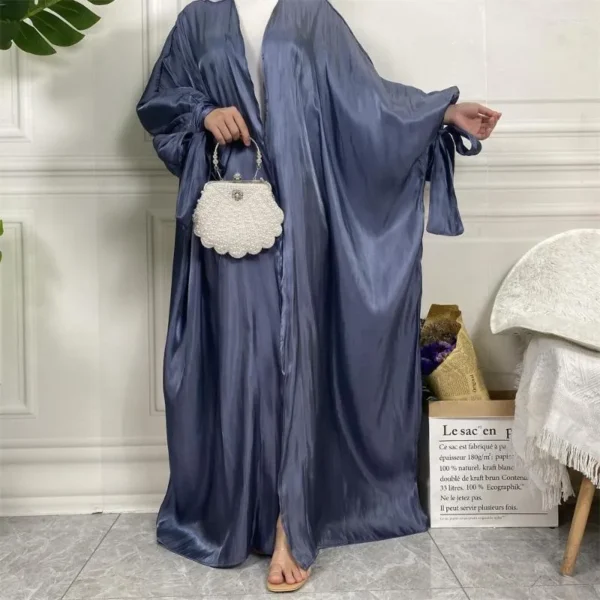 Elegant Navy Blue Organza Abaya