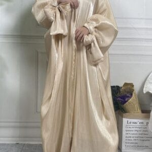 Organza Shimmer balloon Sleeves abaya