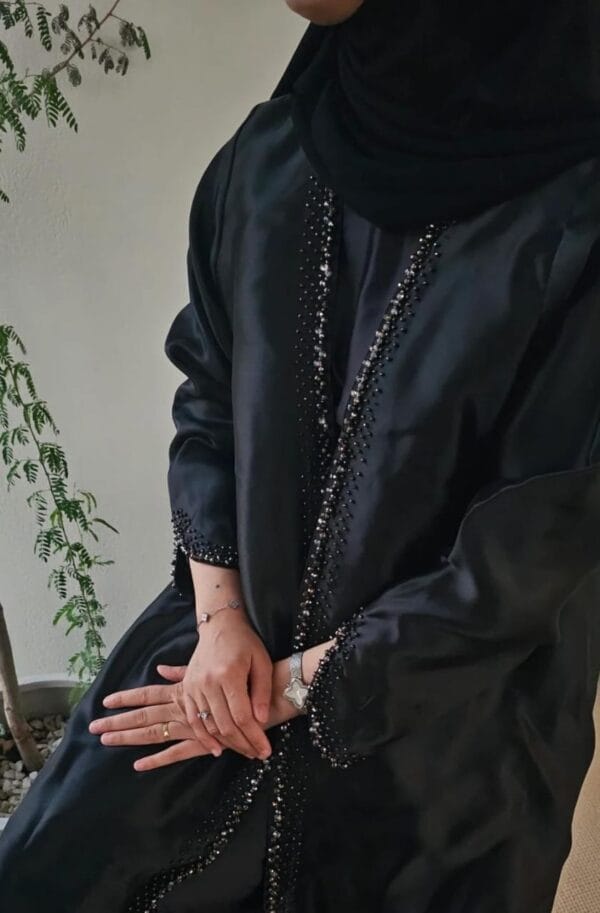 Tasneem Organza Shrug Abaya with satin silk inner and matching scarf