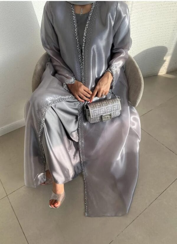 Tasneem Organza Shrug Abaya with satin silk inner
