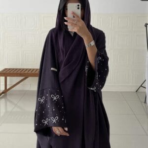 Zara Pearl Bow Abaya
