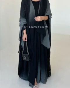 Sparkle Ombre Glitter Abaya with chiffon shrug and inner – Loomed Charm