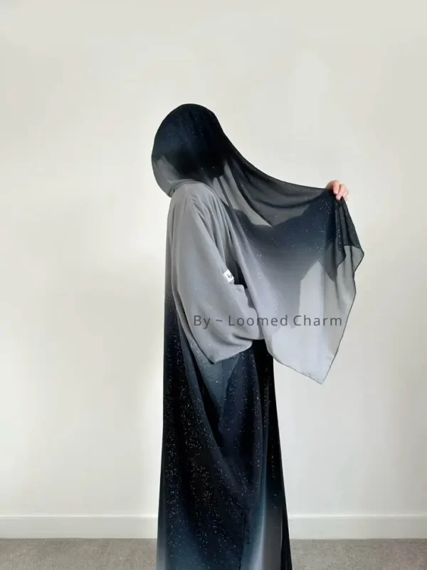 Sparkle Ombre Glitter Abaya with chiffon shrug and inner – Loomed Charm