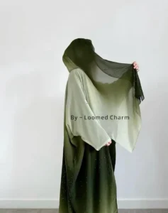 Sparkle Ombre Glitter Abaya with chiffon shrug and inner – Loomed Charm