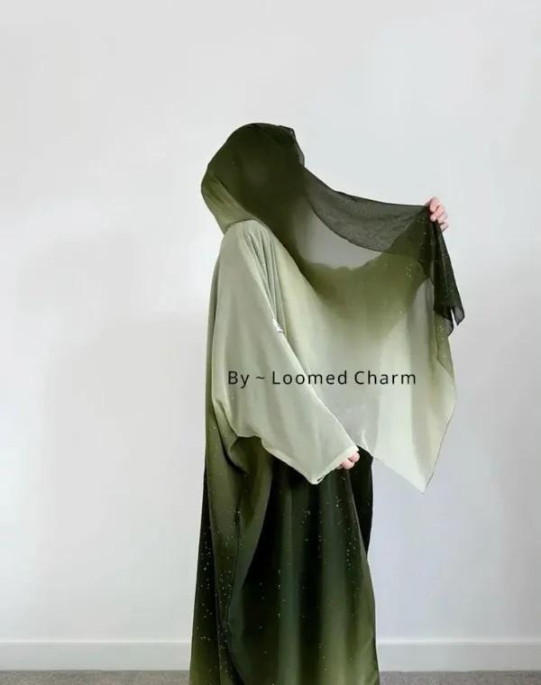 Sparkle Ombre Glitter Abaya by Loomed Charm – radiant shimmer modest wear